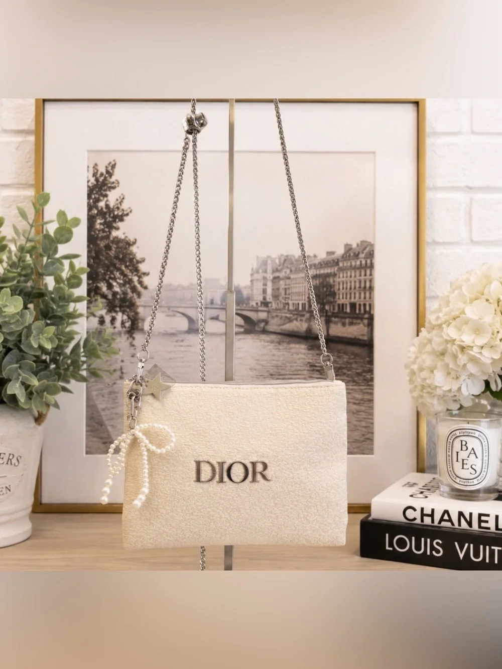 Dior silver and white Cosmetic/Beauty Bag GWP item